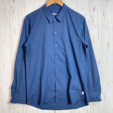 Yetina Worsley 衬衫，男士大号，海军蓝。涤纶，长袖衬衫，合成纤维，内衣，上衣（z00055590）。