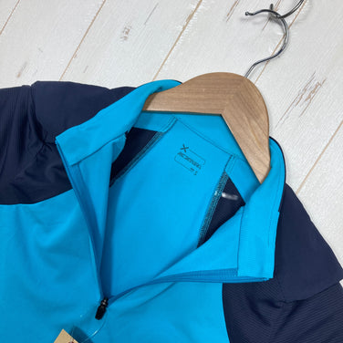 【Women's S ブルー系】 Montura ( モンチュラ ) ヘイド ジップ Tシャツ ウーマン Hade Zip T-Shirt Woman Deltapeak 速乾 UVカット ハーフジップ ナイロン ウェア トップス インナー シャツ ショートスリーブシ