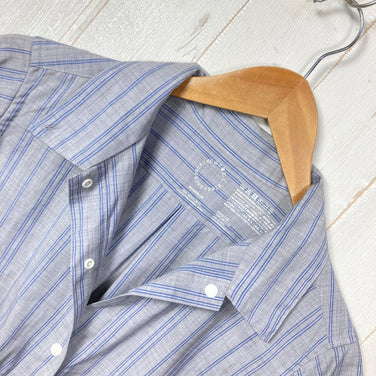 【Women's M グレー系】 Yamatomichi ( 山と道 ) メリノ ショートスリーブ シャツ Merino Short Sleeve Shirt グレー / ブルーストライプ メリノウール ウェア トップス インナー シャツ ショートスリーブシャツ ウー