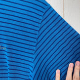 【Men's XL ブルー系】 Montbell ( モンベル ) WIC.ブリーズスパンボーダーT メンズ WIC. Breeze Span Border T Men's ウイックロン ブリーズスパン リブ編み ポリエステル ウェア トップス インナー シャツ シ