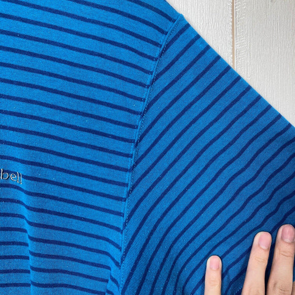 【Men's XL ブルー系】 Montbell ( モンベル ) WIC.ブリーズスパンボーダーT メンズ WIC. Breeze Span Border T Men's ウイックロン ブリーズスパン リブ編み ポリエステル ウェア トップス インナー シャツ シ