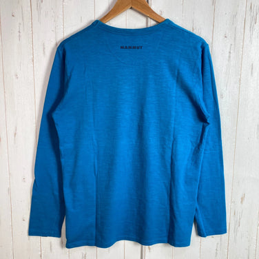 男式中蓝色 Mammut Massone 长袖 T 恤，圆领，棉质，上衣，汗衫，z00053729