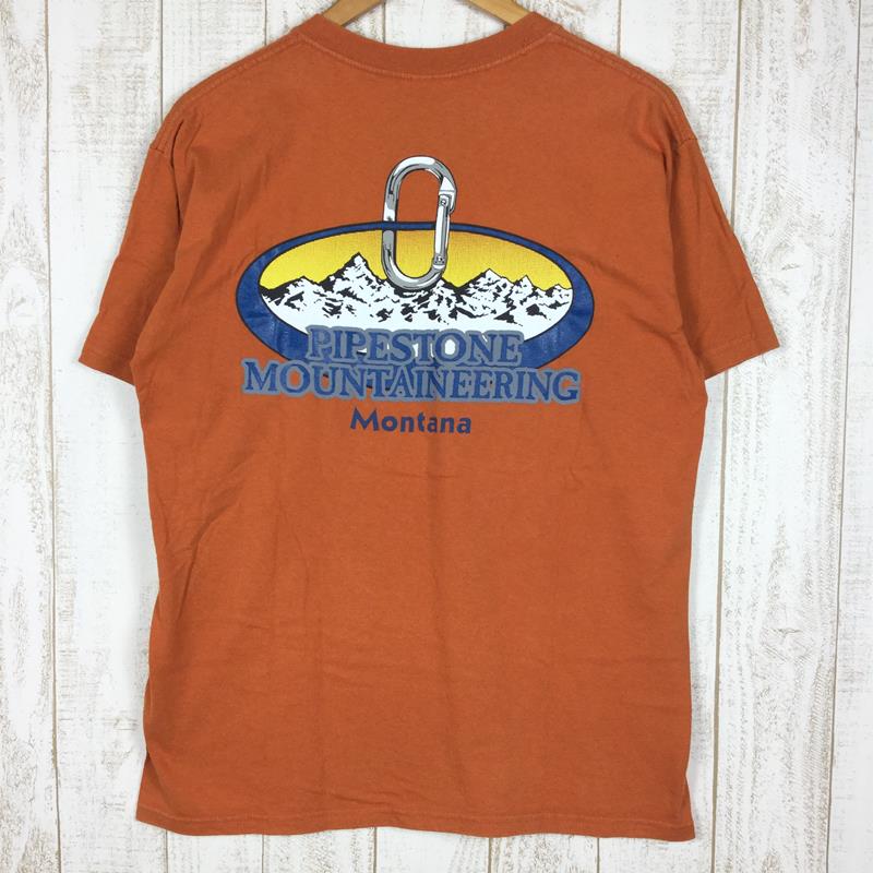 [Men's M Orange] Pipestone Mountaineering Carabiner T-shirt Rare outdoor T-shirt Men's synthetic short sleeve T-shirt crew neck inner shirt tops wear