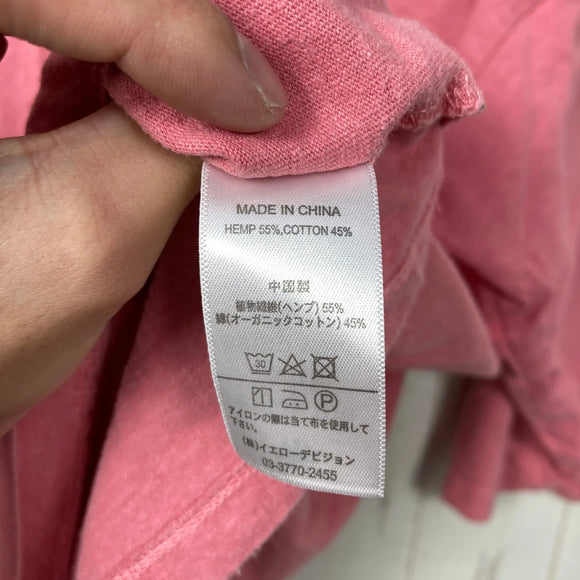 【Men's XL ピンク系】 Gohemp ( ゴーヘンプ ) ワイド フットボール ティー Wide Football Tee ヘンプコットン 七分袖 ワイドシルエット ヘンプ ウェア トップス インナー シャツ ショートスリーブTシャツ クルーネック コットン