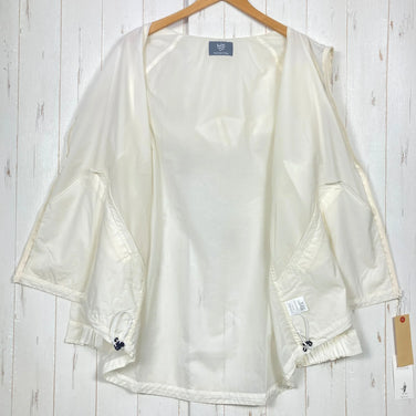 男女通用 2 象牙色 Rawlow Mountain Works Drizzler 连帽衫，米色尼龙，防风夹克，外套，z00053675，Ec