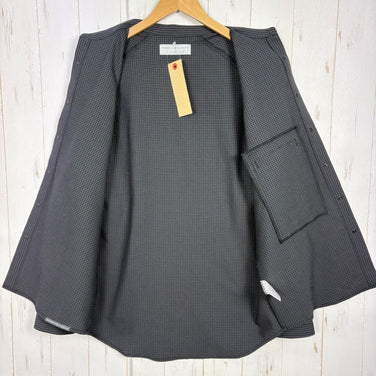 【Unisex 3 ブラック系】 Axesquin Elements ( アクシーズクインエレメンツ ) ギンガム サッカー の ショート カラー シャツ ポリエステル ウェア トップス インナー シャツ ロングスリーブシャツ 化繊 z00058149  化繊 ロング