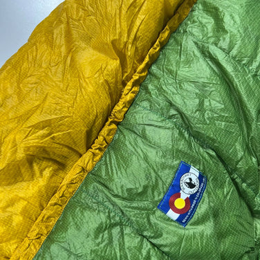 [Regular Green] Warbonnet Outdoors Diamondback TopQuilt, a hard-to-find, sewn-together footbox down sleeping system.