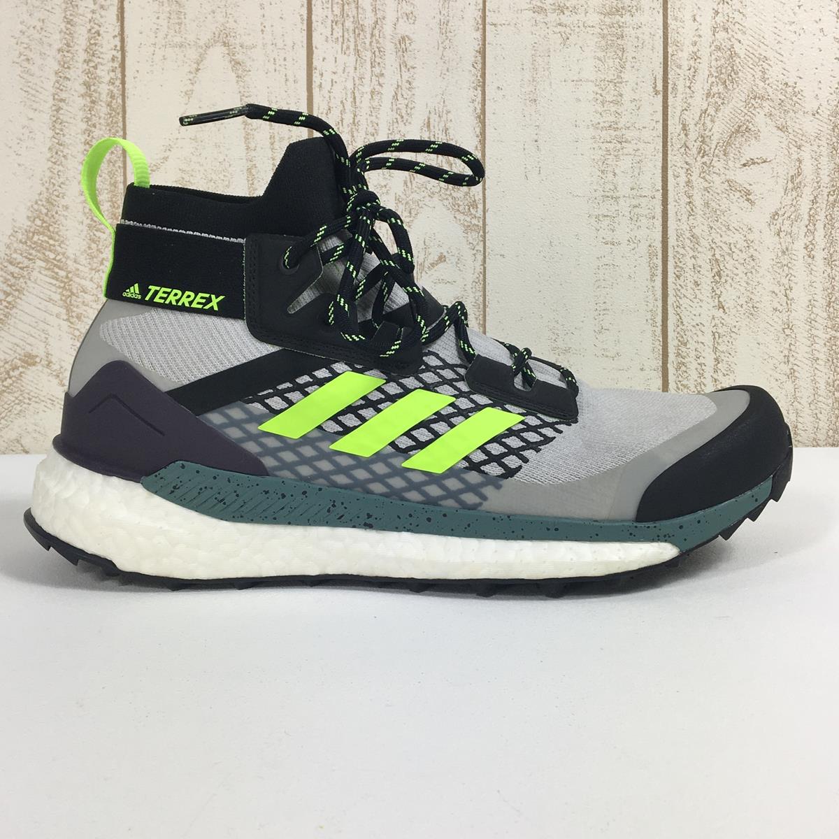 【男式 26.0 厘米灰色】Adidas Terrex Free Hiker 徒步鞋 FW8685 男式灰色/核心黑色/信号绿色登山鞋鞋类