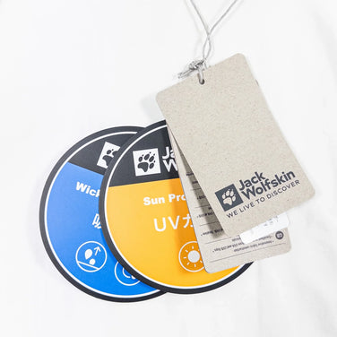 Men's Size L White Jackwolfskin JP Sunshelter Cardigan, Polyester, Long Sleeve Shirt, Synthetic Fiber, z00053092