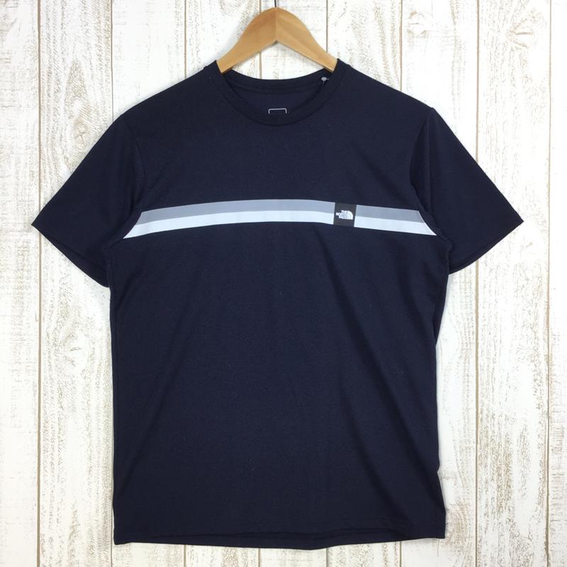 【Men's M ネイビー系】 The North Face ( ザ・ノースフェイス ) ショートスリーブ ボックスロゴ ライン ティー S/S Box Logo Line Tee Tシャツ NT32086 Asian Men's UN Urban Navy 化繊