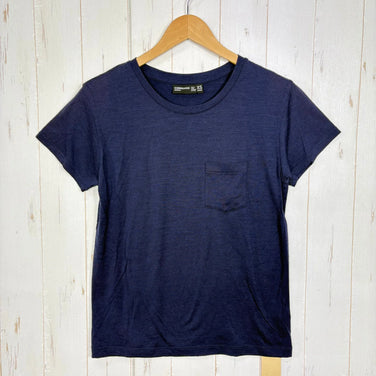[Women's XS Navy] Icebreaker TECH LITE SS POCKET CREWE Merino Wool Wear Top Inner Shirt Short Sleeve T-Shirt Crew