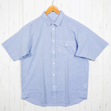 Men's Small Blue Ridge Mountain Gear Basic Short Sleeve Shirt, Stripe, Blue/White, Polyester, Top