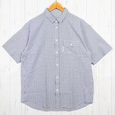 Men's Large Gray Ridge Mountain Gear Basic Short Sleeve Shirt Stripe Gray/White Polyester Top