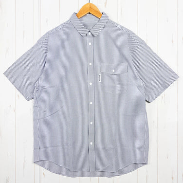 Men's Large Gray Ridge Mountain Gear Basic Short Sleeve Shirt Stripe Gray/White Polyester Top