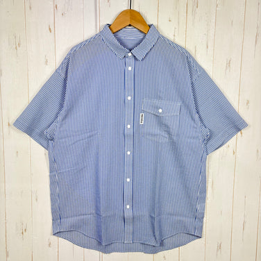 【Men's L ブルー系】 Ridge Mountain Gear ( リッジマウンテンギア ) ベーシック ショートスリーブ シャツ ストライプ Basic Short Sleeve Shirt Stripe  Blue × White z00055793 B