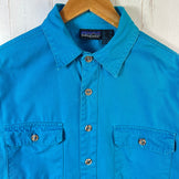 【Men's M ブルー系】 1980s Patagonia ( パタゴニア ) キャンバスシャツ Canvas Shirt Peacock ビンテージ オリジナル 入手困難 希少カラー コットン ウェア トップス インナー シャツ ロングスリーブシャツ コットン