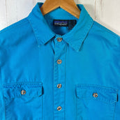 【Men's M ブルー系】 1980s Patagonia ( パタゴニア ) キャンバスシャツ Canvas Shirt Peacock ビンテージ オリジナル 入手困難 希少カラー コットン ウェア トップス インナー シャツ ロングスリーブシャツ コットン