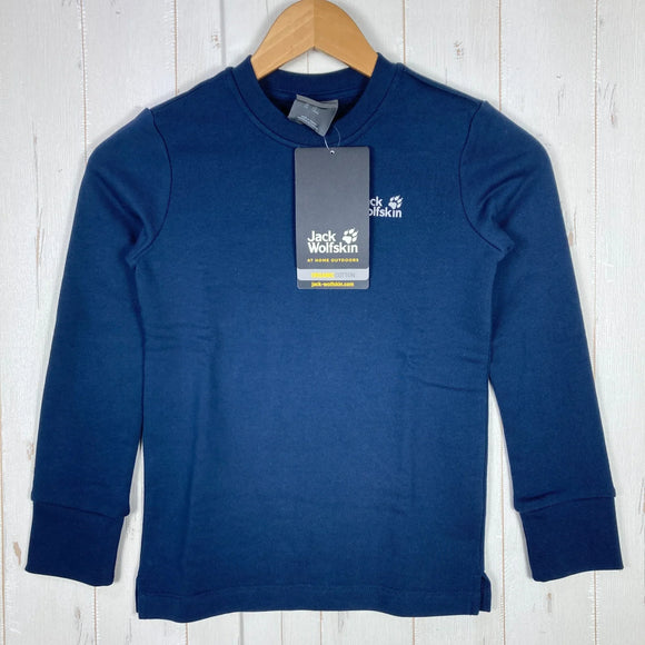 【Kid's 8 ネイビー系】 Jackwolfskin ( ジャックウルフスキン ) エッセンシャル クルーネック Essential Crewneck オーガニックコットン ウェア トップス アウター ジャケット フリース z00054628  フリース アウタ