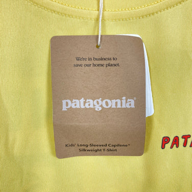 [Kid's XXL Yellow] 2024 Patagonia Long Sleeve Capilene Silkweight T-Shirt, TKAM Polyester, Innerwear Top
