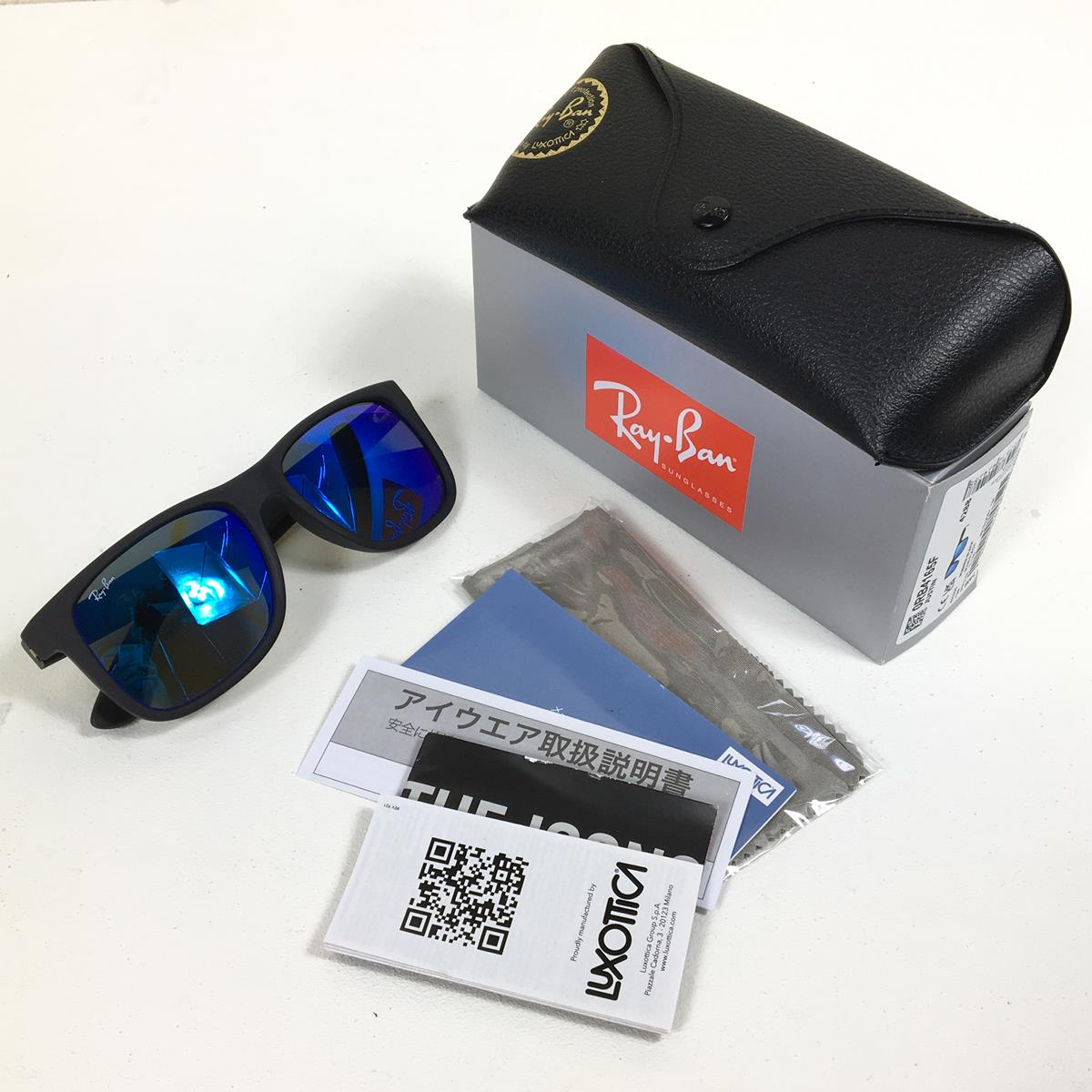 【OneSize ブラック系】 Rayban ( レイバン ) Rb4165 ジャスティン Justin 55Mm サングラス 偏光レンズ 0RB4165F/RB4165 622/55 Black Rubber / Blue Mirror サングラス アイウェア ウ