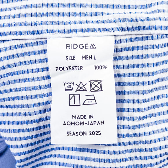 【Men's L ブルー系】 Ridge Mountain Gear ( リッジマウンテンギア ) ベーシック ロングスリーブ シャツ ストライプ Basic Long Sleeve Shirt Stripe Blue x White ポリエステル ウェア トップ - 【公式】2ndGEAR（セカンドギア）Webショップ【登山用品・アウトドア用品専門 買取販売店】