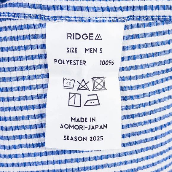 【Men's S ブルー系】 Ridge Mountain Gear ( リッジマウンテンギア ) ベーシック ロングスリーブ シャツ ストライプ Basic Long Sleeve Shirt Stripe Blue x White ポリエステル ウェア トップ - 【公式】2ndGEAR（セカンドギア）Webショップ【登山用品・アウトドア用品専門 買取販売店】