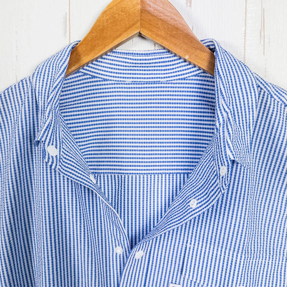 【Men's S ブルー系】 Ridge Mountain Gear ( リッジマウンテンギア ) ベーシック ロングスリーブシャツ ストライプ Basic Long Sleeve Shirt Stripe Blue / White ポリエステル ウェア トップス