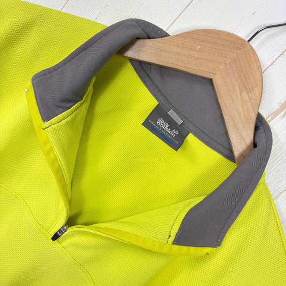 【Men's M イエロー系】 Jackwolfskin ( ジャックウルフスキン ) ファストモーション ハーフジップメッシュシャツ ポリエステル ウェア トップス インナー シャツ ショートスリーブシャツ 化繊 z00054699  化繊 ショートスリーブシャツ