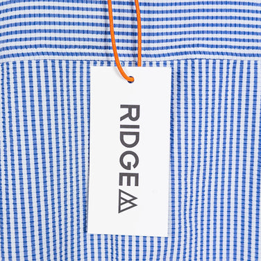 Men's Small Blue Ridge Mountain Gear Basic Short Sleeve Shirt, Stripe, Blue/White, Polyester, Top