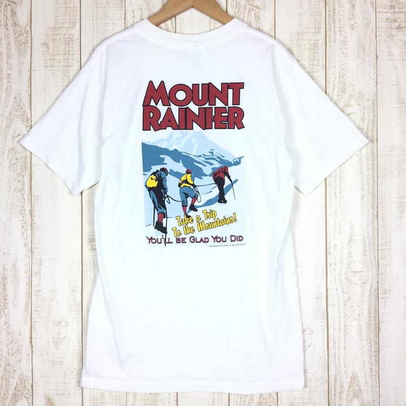 【MEN's S】 アメリカンバックカントリー マウントレーニアTシャツ希少なアウトドアTシャツ 希少モデル AMERICAN BACKCOUNTRY ホワイト系