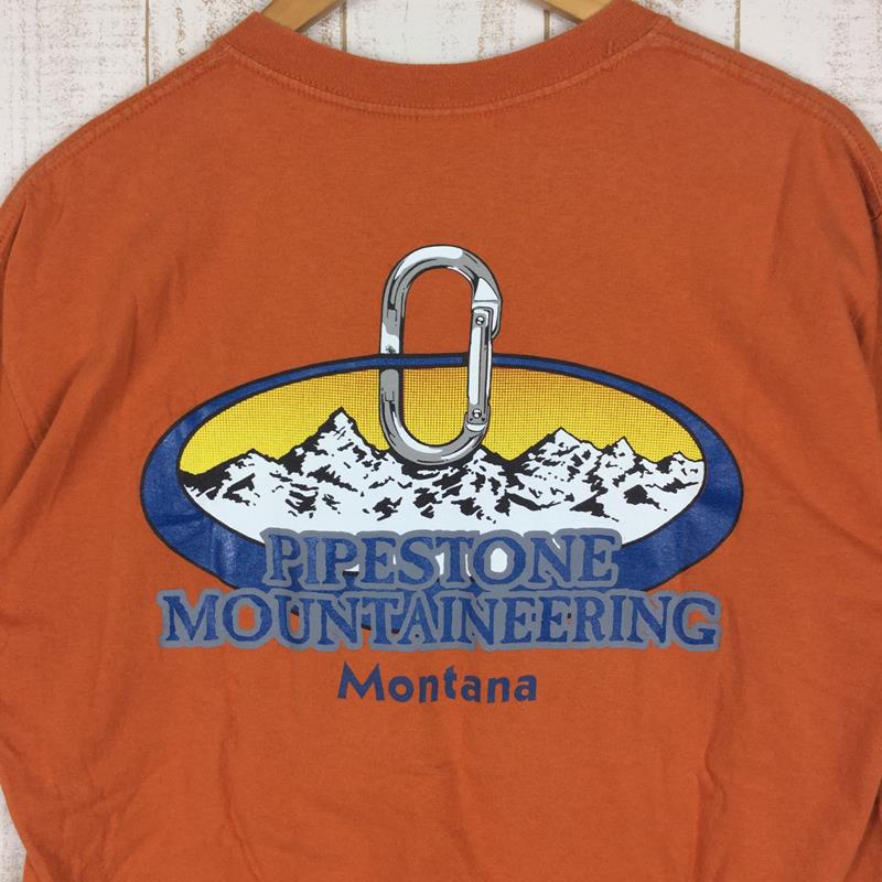 【MEN's M】 パイプストーンマウンテニアリング Pipestone Mountaineering カラビナ Tシャツ 希少なアウトドアTシャツ オレンジ系