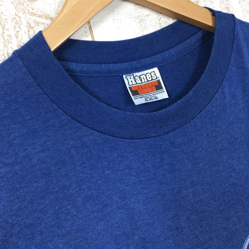 【MEN's XS】 1980s Hanes ヘインズ Lake Tahoe スーベニア Tシャツ 50/50 コットンポリ ビンテージ 希少なアウトドアTシャツ ネイビー系