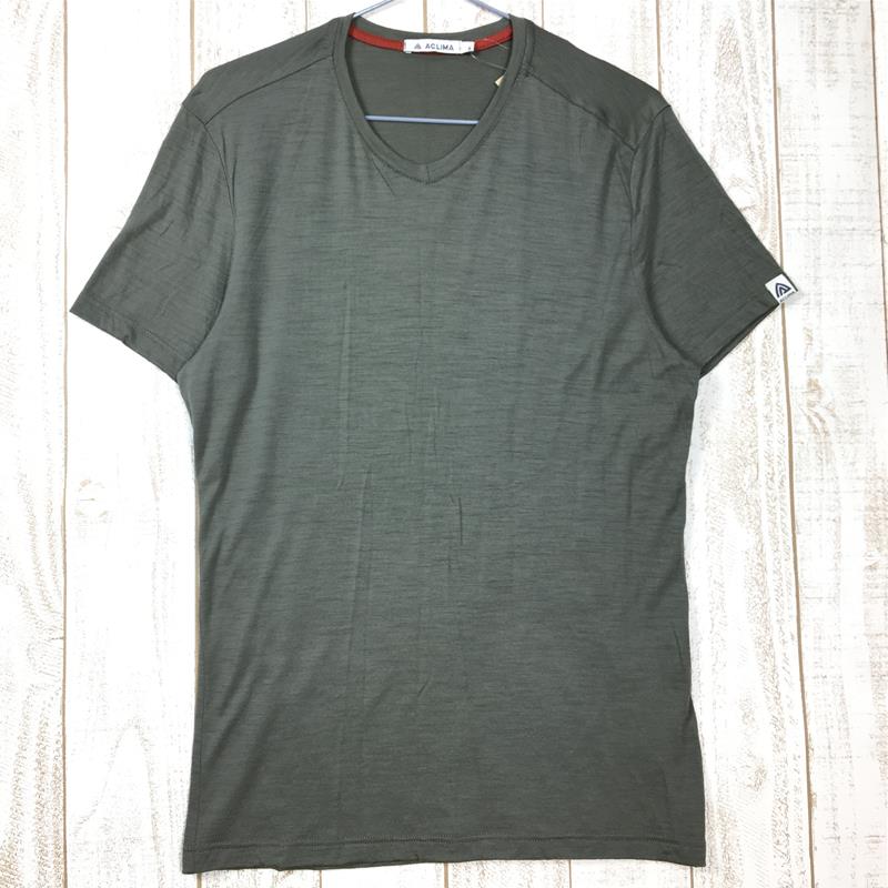 【MEN's S】 アクリマ ライトウール Ｔシャツ Vネック LIGHT WOOL T-Shirt V-Neck メリノウール ACLIMA 2004334 Ranger Green グリーン系