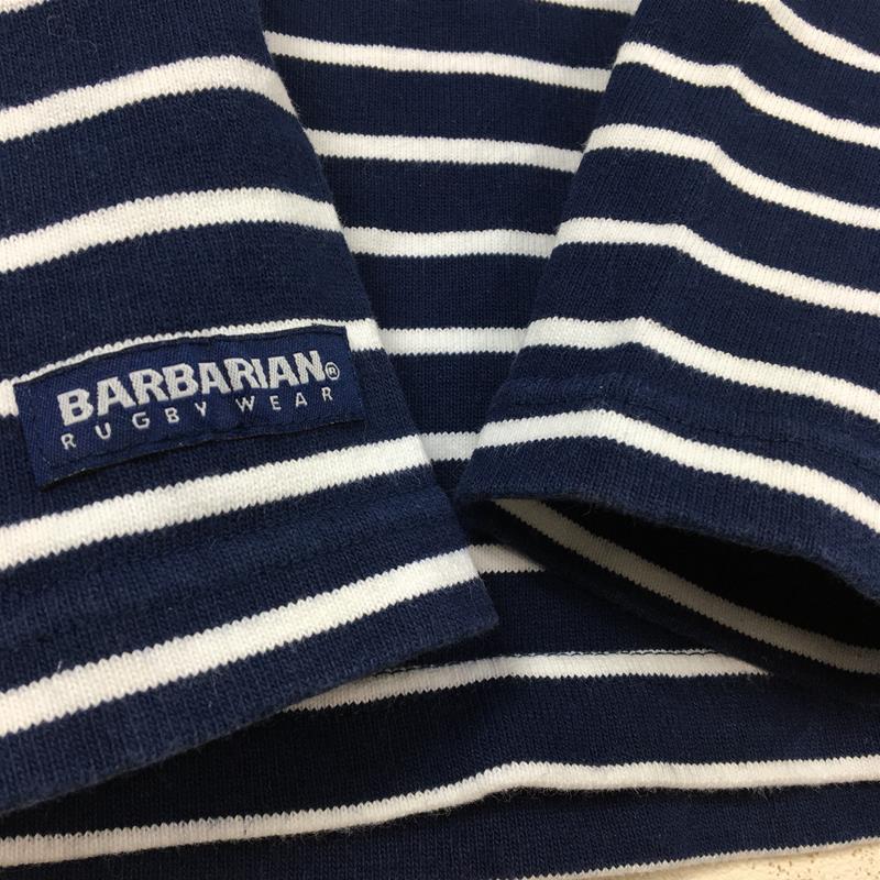 【MEN's XS】 バーバリアン フーデッド ストライプ ロングスリーブ ラグビー シャツ Hooded Stipe Longsleeve Rugby Shirts カナダ製 BARBARIAN ネイビー系