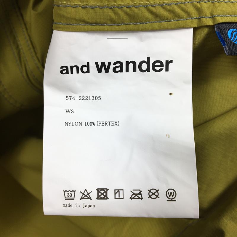 【WOMEN's S】 アンドワンダー パーテックス ウィンド ジャケット PERTEX wind jacket ウィンドシェル フーディ AND  WANDER 5742221305 イエロー系