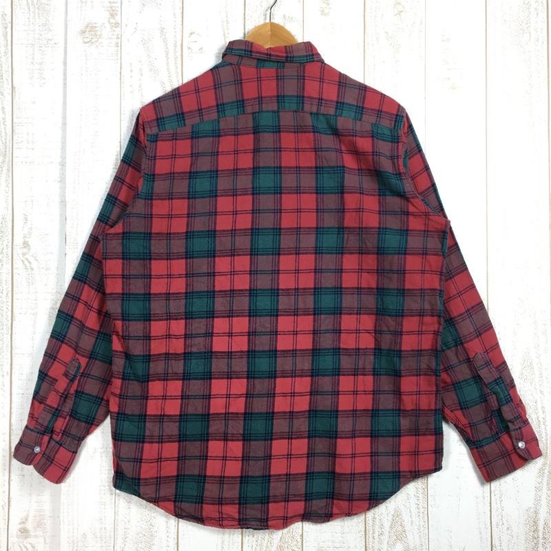 【MEN's M】 エルエルビーン 1990s ロングスリーブ コットン プレイド シャツ Long Sleeve Cotton Plaid Shirt アメリカ製 入手困難 LLBEAN レッド系