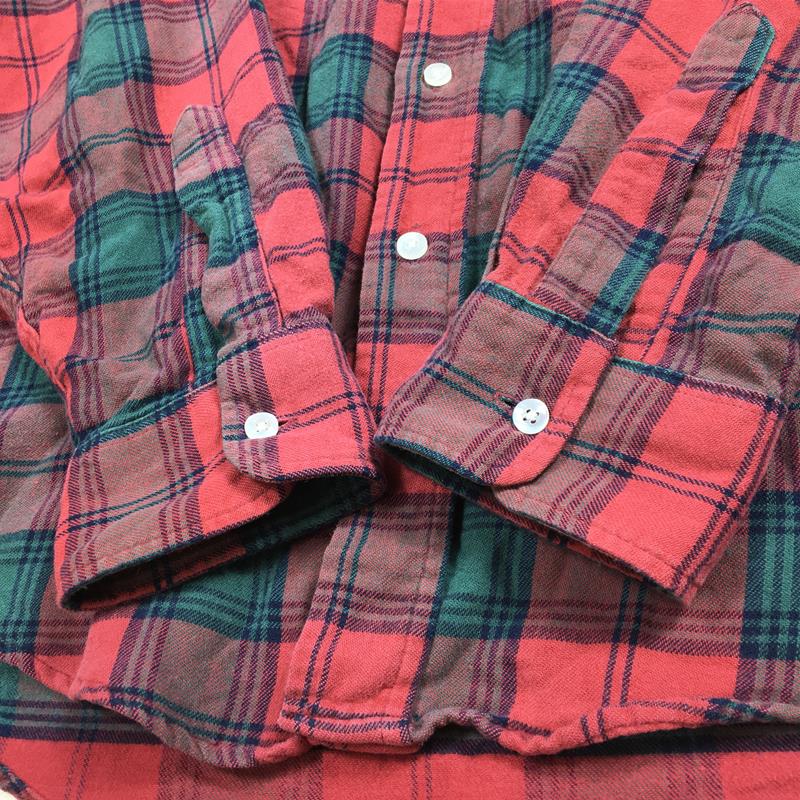 【MEN's M】 エルエルビーン 1990s ロングスリーブ コットン プレイド シャツ Long Sleeve Cotton Plaid Shirt アメリカ製 入手困難 LLBEAN レッド系