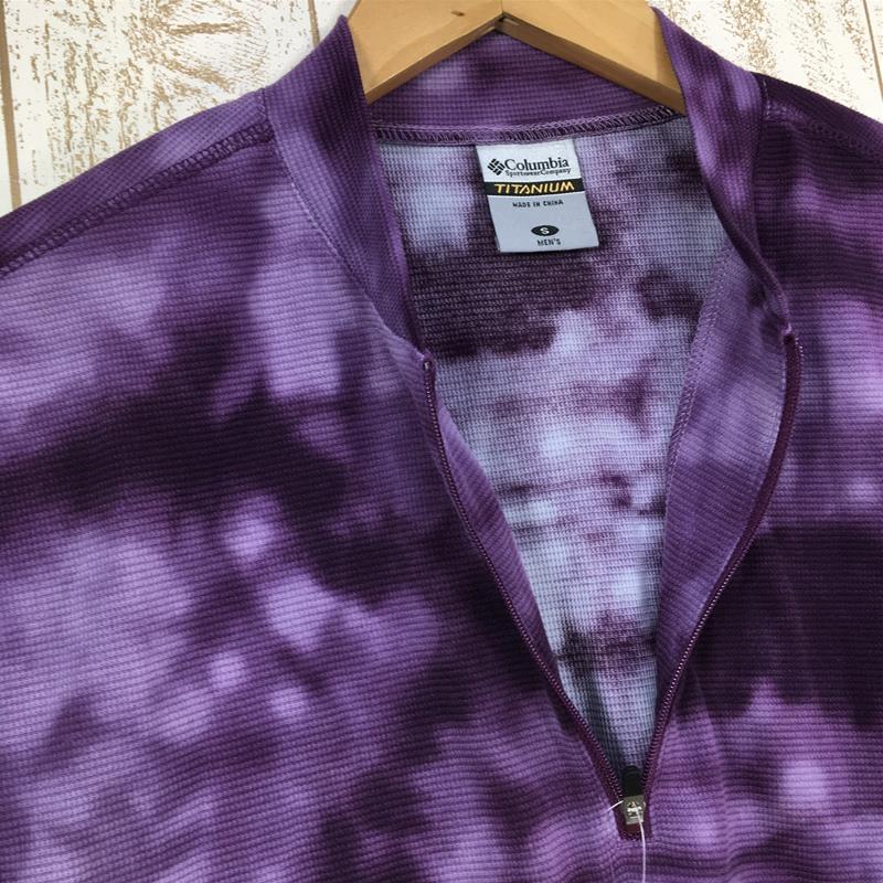 【MEN's S】 コロンビア ミンデン Tシャツ Titanium ロングスリーブ ジップネック シャツ COLUMBIA PM6877 パープル系
