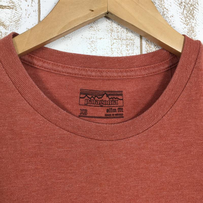 【MEN's XS】 パタゴニア ピックアップ ラインズ オーガニックコットン ポリ Tシャツ PATAGONIA 39101 レッド系