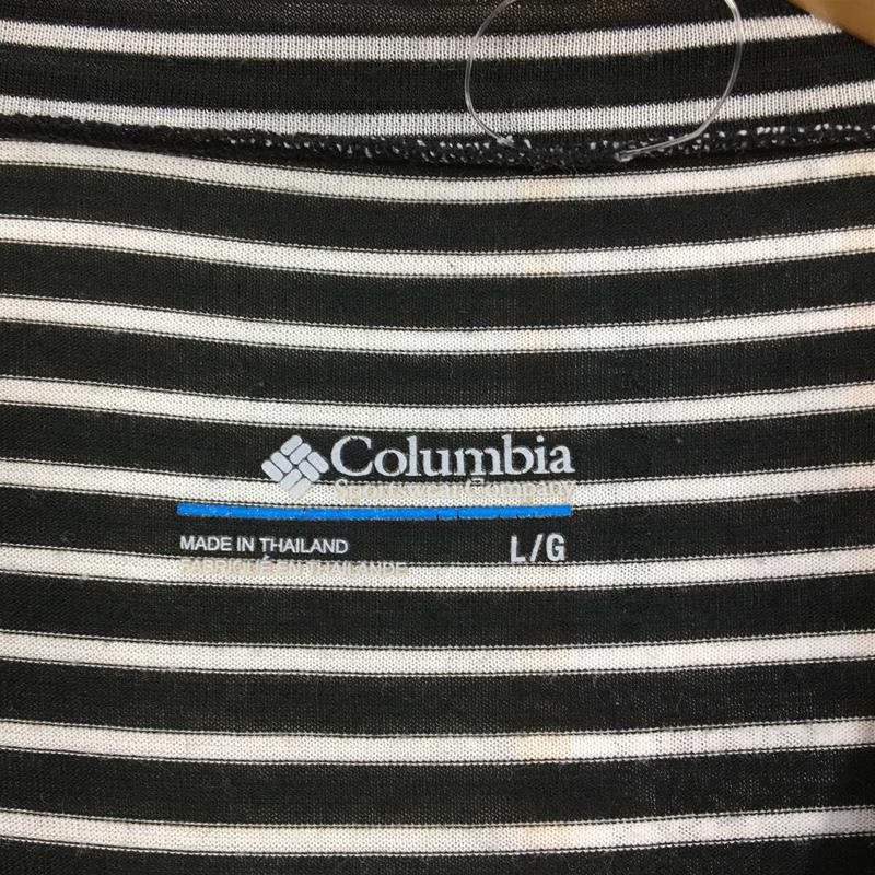 【WOMEN's L】 コロンビア オムニウィック ボーダー ロングスリーブ Tシャツ クルーネック 速乾 COLUMBIA PL2629 ブラック系