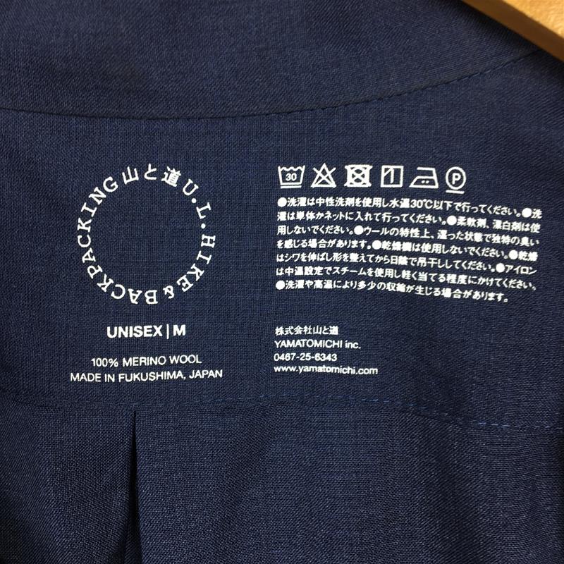 【UNISEX M】 山と道 メリノ シャツ Merino Shirt メリノウール 日本製 入手困難 YAMATOMICHI ネイビー系