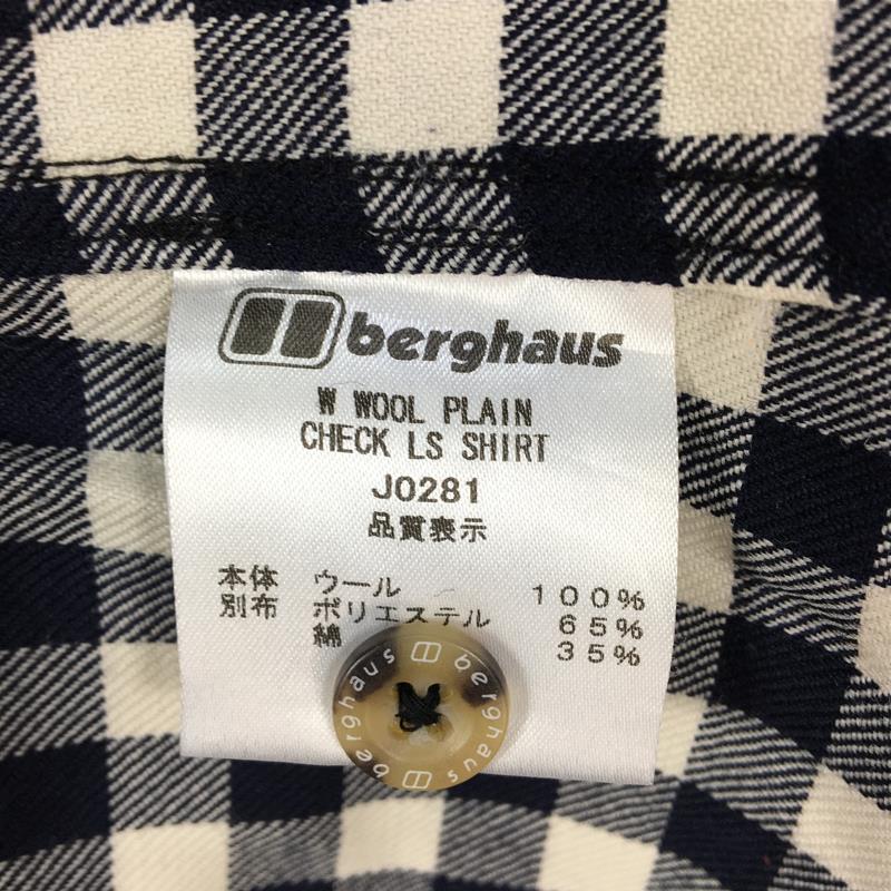 【WOMEN's S】 バーグハウス ウィメンズ ウールプレーン チェック ロングスリーブシャツ W Wool Plain Check Long  Sleeve Shirt BERGHAUS J0281 ネイビー系