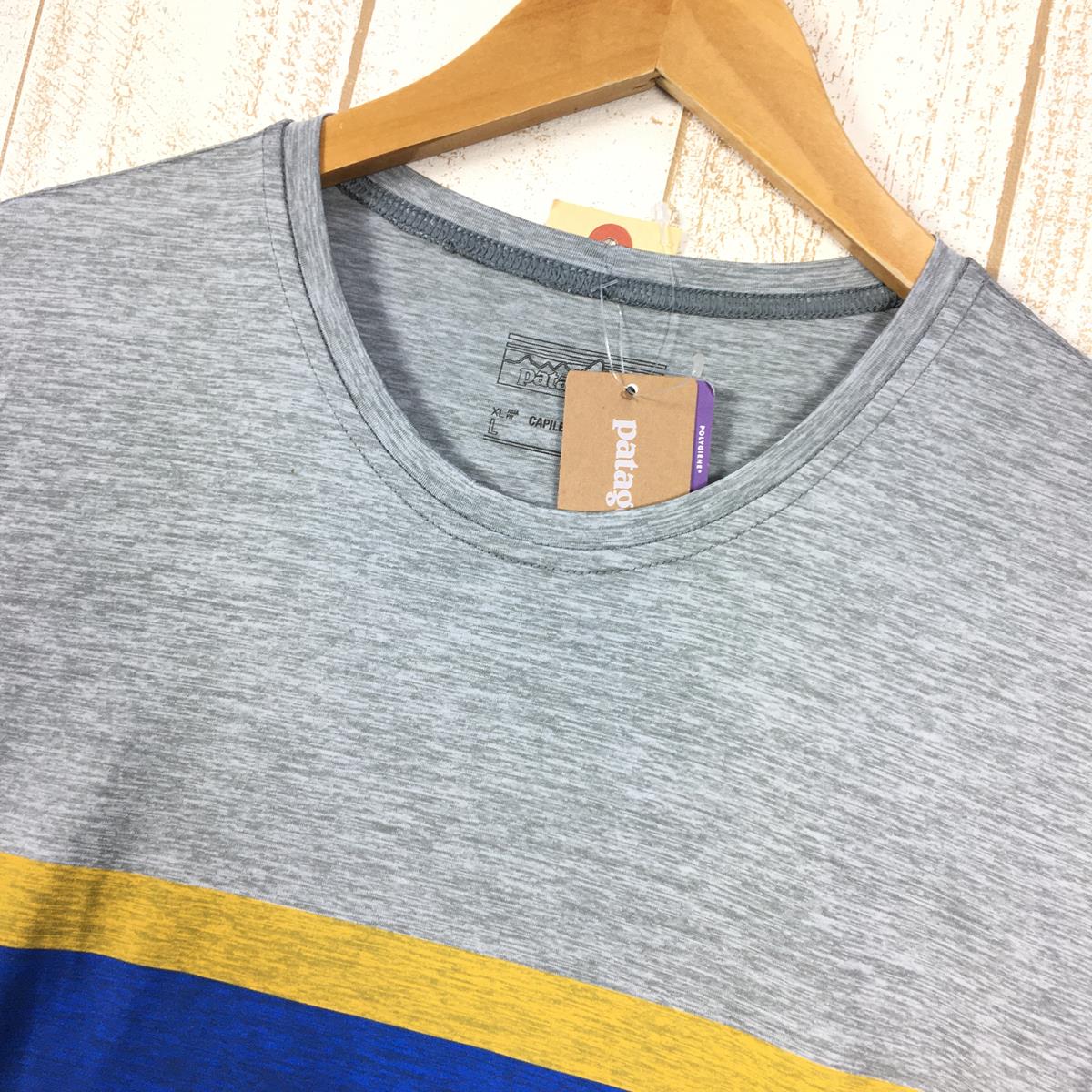 【MEN's L】 パタゴニア キャプリーン デイリー グラフィック Tシャツ CAPILENE DAILY GRAPHIC T-SHIRT PATAGONIA 45286 RSFE Rugby Stripe : Feather Grey グレー系