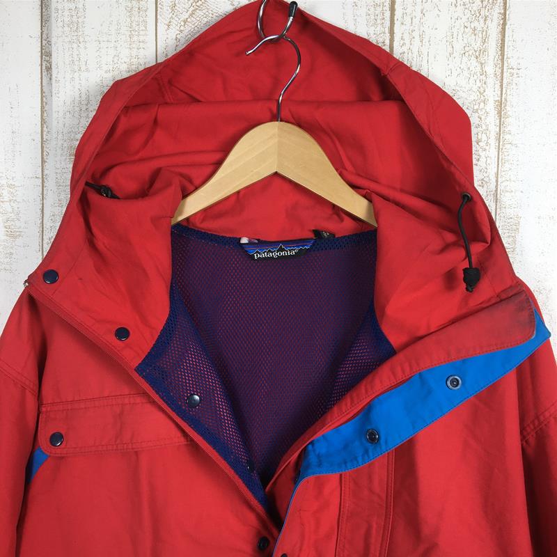 【MEN's M】 パタゴニア 1980s バックボウル アノラック Back Bowl Anorak ナイロン ジャケット フーディ コート 三角タグ Rマーク ビンテージ 入手困難 PATAGONIA Red / Turquoise レッド系