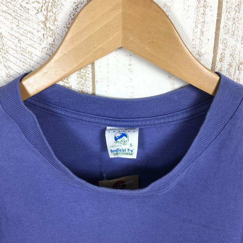 【MEN's S】 パタゴニア 1990s オーガニックコットン ベネフィシャル ロングスリーブ Tシャツ アメリカ製 生産終了モデル 入手困難 PATAGONIA ブルー系