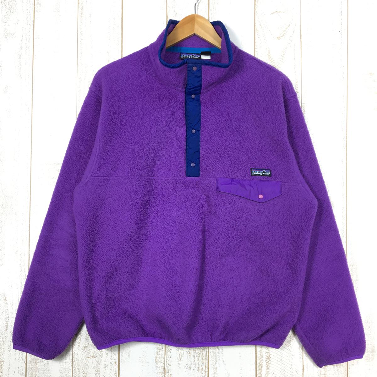 【MEN's M】 パタゴニア 1992 シンチラ スナップT プルオーバー Synchilla Snap-T Pullover ラークスパー×サファイア アメリカ製 フリース ジャケット ビンテージ 入手困難 希少カラー PATAGONIA 25530 Larkspur / Sapphire パープル系