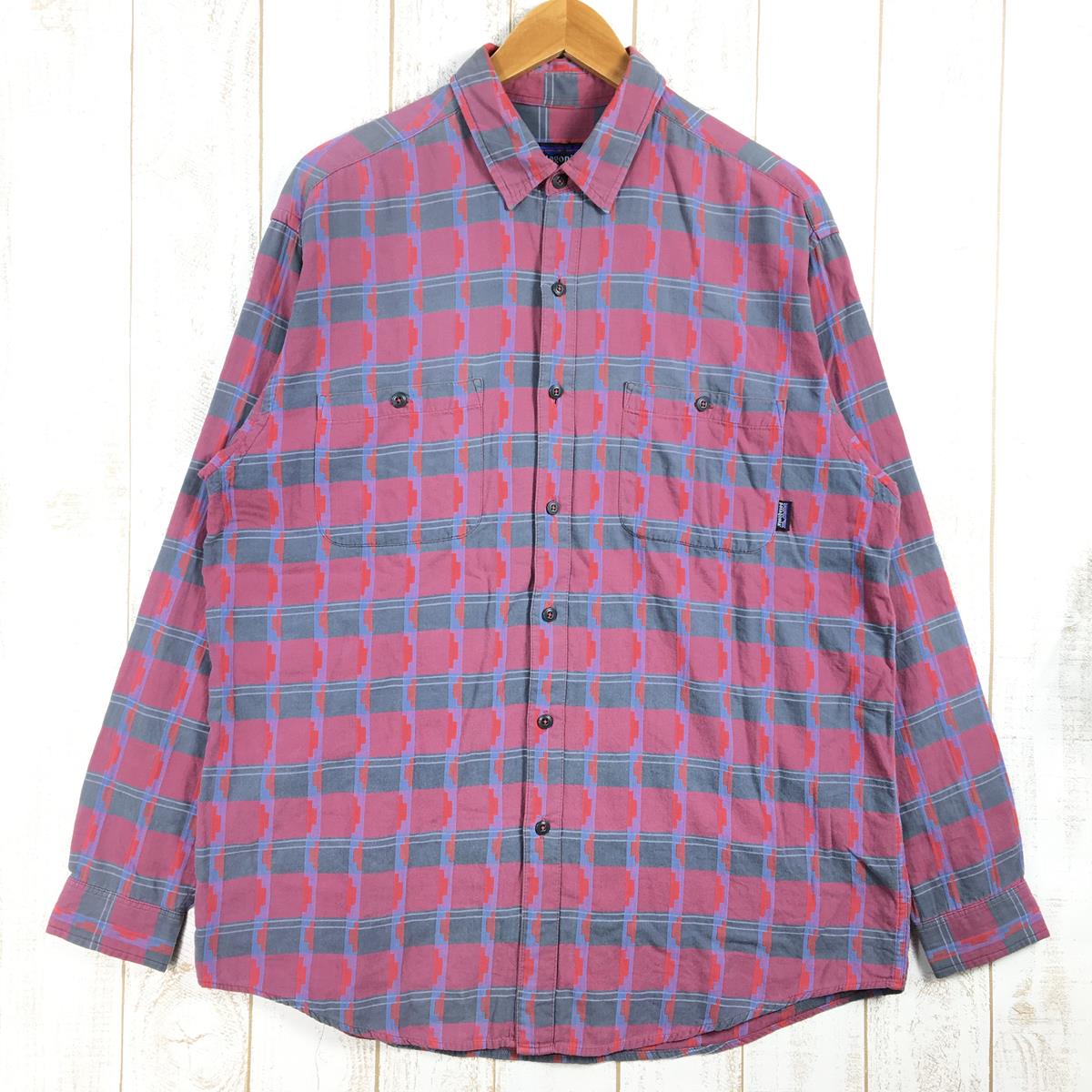 【MEN's M】 パタゴニア 1994 フランネル シャツ Flannel Shirts ネルシャツ アズテック：ブリック 雪なしタグ ビンテージ 生産終了モデル 入手困難 希少柄 PATAGONIA 53831 911 Aztec: Brick レッド系