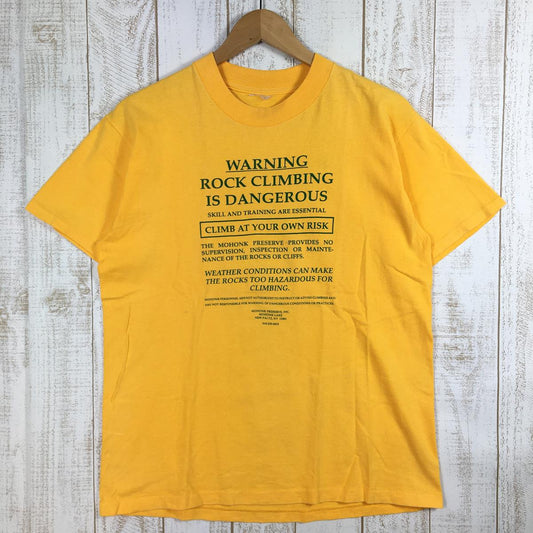 【MEN's S】 1980 Mohonk Preserve inc. 米国ニューヨーク モホンク自然保護区 スーベニア クライミング Tシャツ ビンテージ 入手困難 希少なアウトドアTシャツ オレンジ系