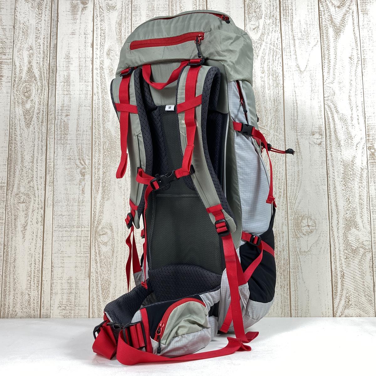 【M】 ノースフェイス カイルス35 CAELUS 35L バックパック NORTH FACE NM61607 Grey / Red グレー系