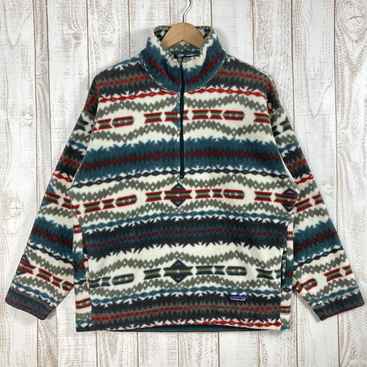 【MEN's M】 パタゴニア 1994 プリンテッド ライトウェイト シンチラ セーター Printed Lightweight Synchilla Sweater フリース プルオーバー ジャケット サカジャウィア柄 アイボリー アメリカ製 ビンテージ 生産終了モデル 入手困難 PATAGONIA 25225 Sacajawea: Ivory アイボリー系